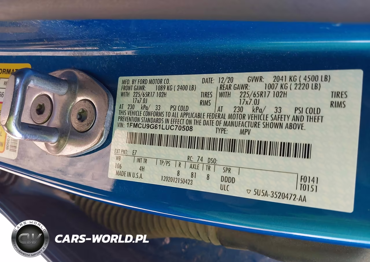 2020 Ford Escape Se VIN:1FMCU9G61LUC70508 - 9