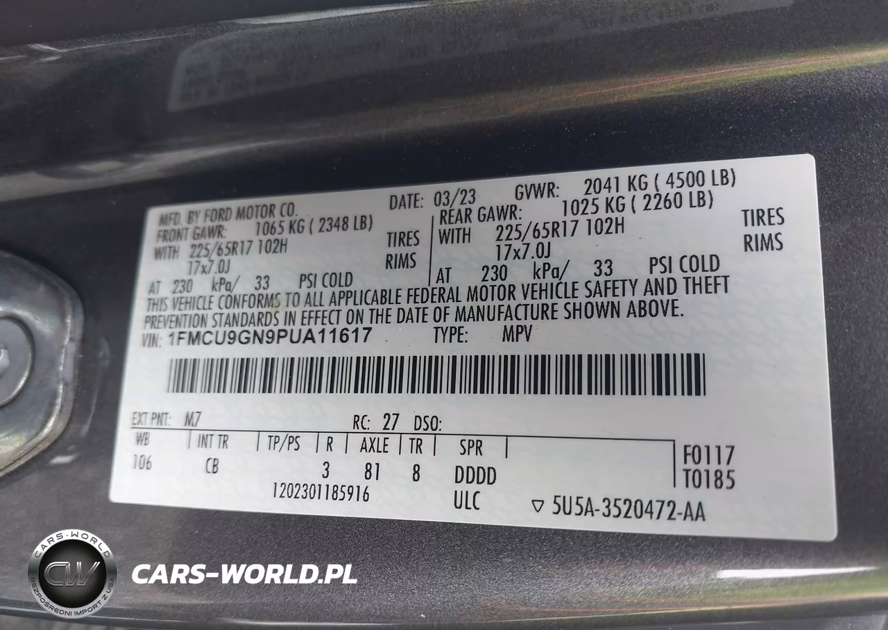 2023 Ford Escape Active VIN:1FMCU9GN9PUA11617 - 9