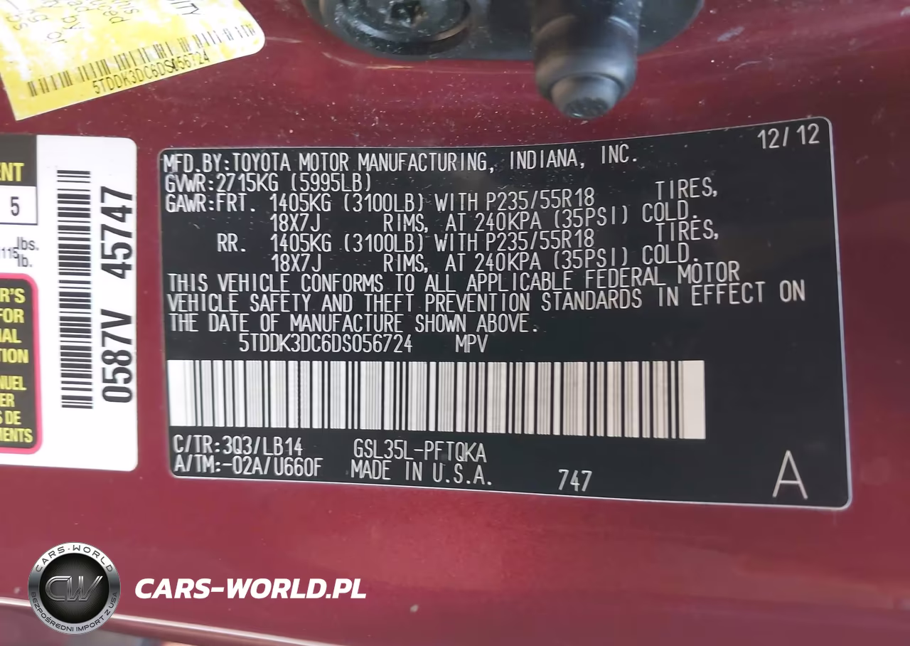 2013 Toyota Sienna Xle 7 Passenger VIN:5TDDK3DC6DS056724 - 9