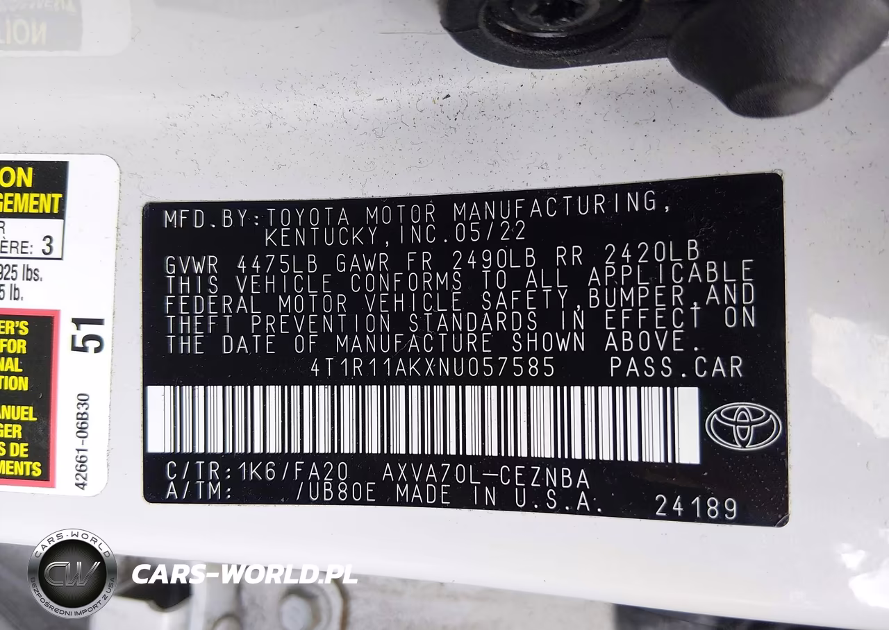 2022 Toyota Camry Le VIN:4T1R11AKXNU057585 - 9