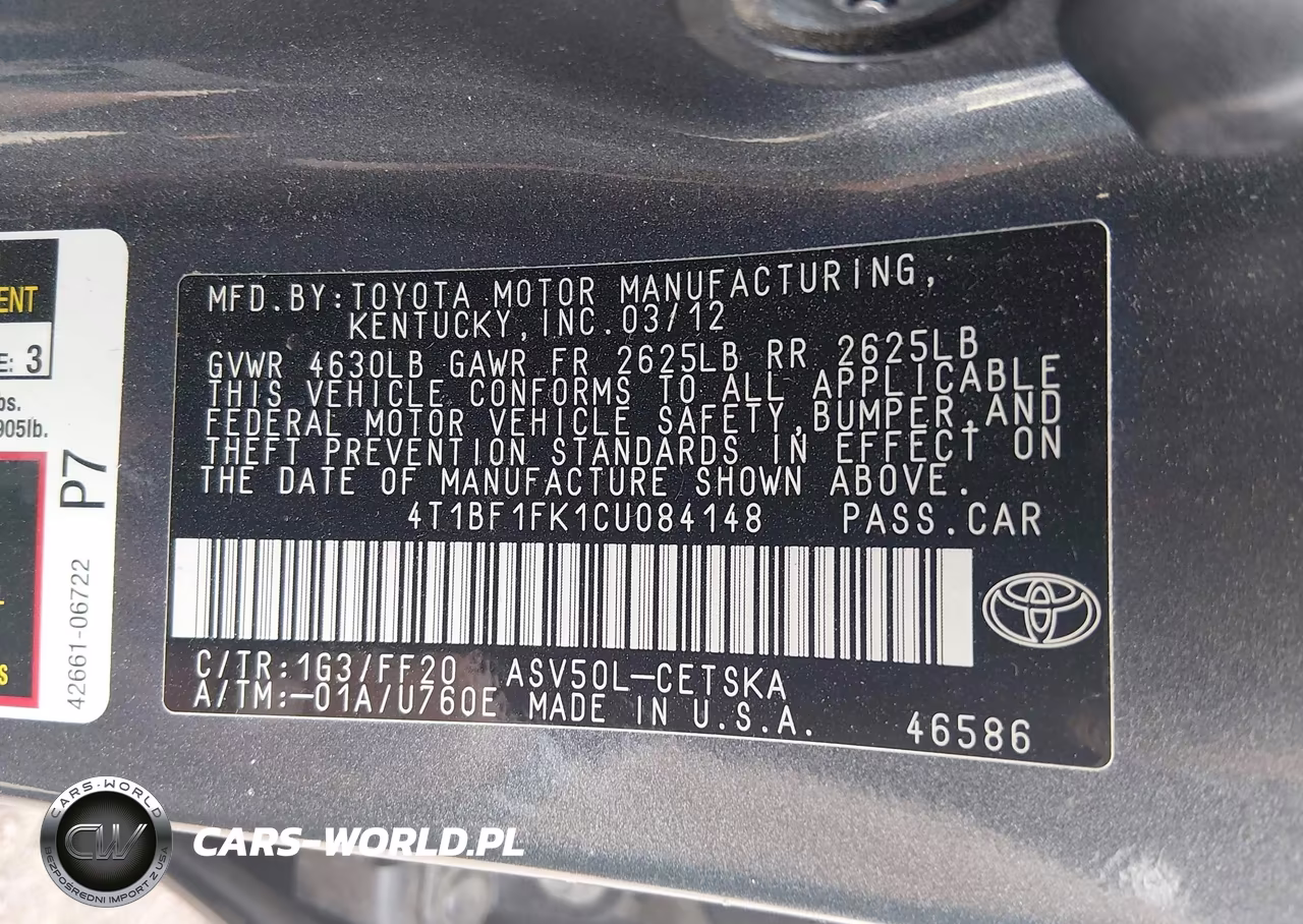 2012 Toyota Camry Se VIN:4T1BF1FK1CU084148 - 9