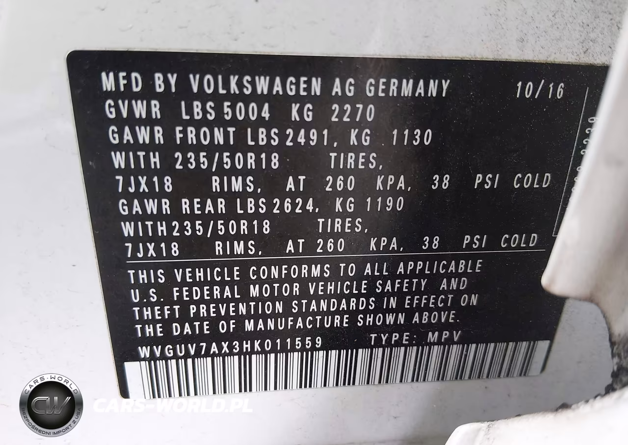 2017 Volkswagen Tiguan 2.0T Sport VIN:WVGUV7AX3HK011559 - 9