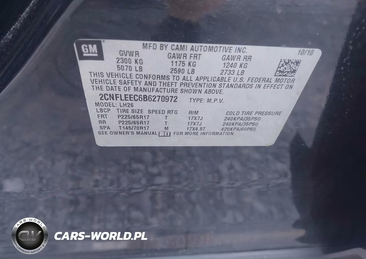 2011 Chevrolet Equinox 1Lt VIN:2CNFLEEC6B6270972 - 9