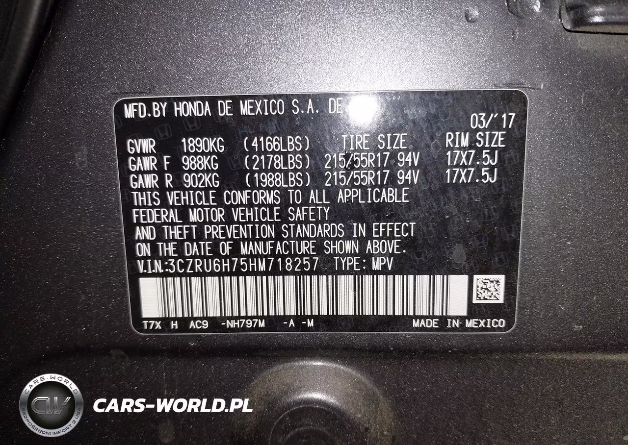 2017 Honda Hr-V Exl VIN:3CZRU6H75HM718257 - 9