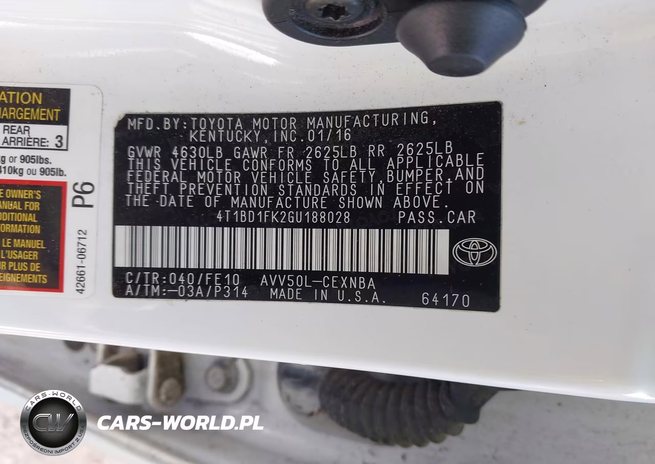 2016 Toyota Camry Hybrid Le VIN:4T1BD1FK2GU188028 - 9