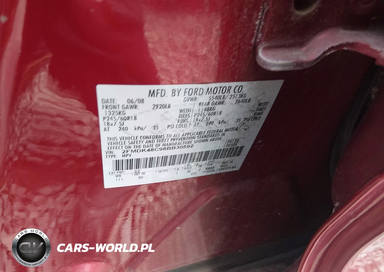 2008 Ford Edge Sel VIN:2FMDK48C98BB30592 - 9