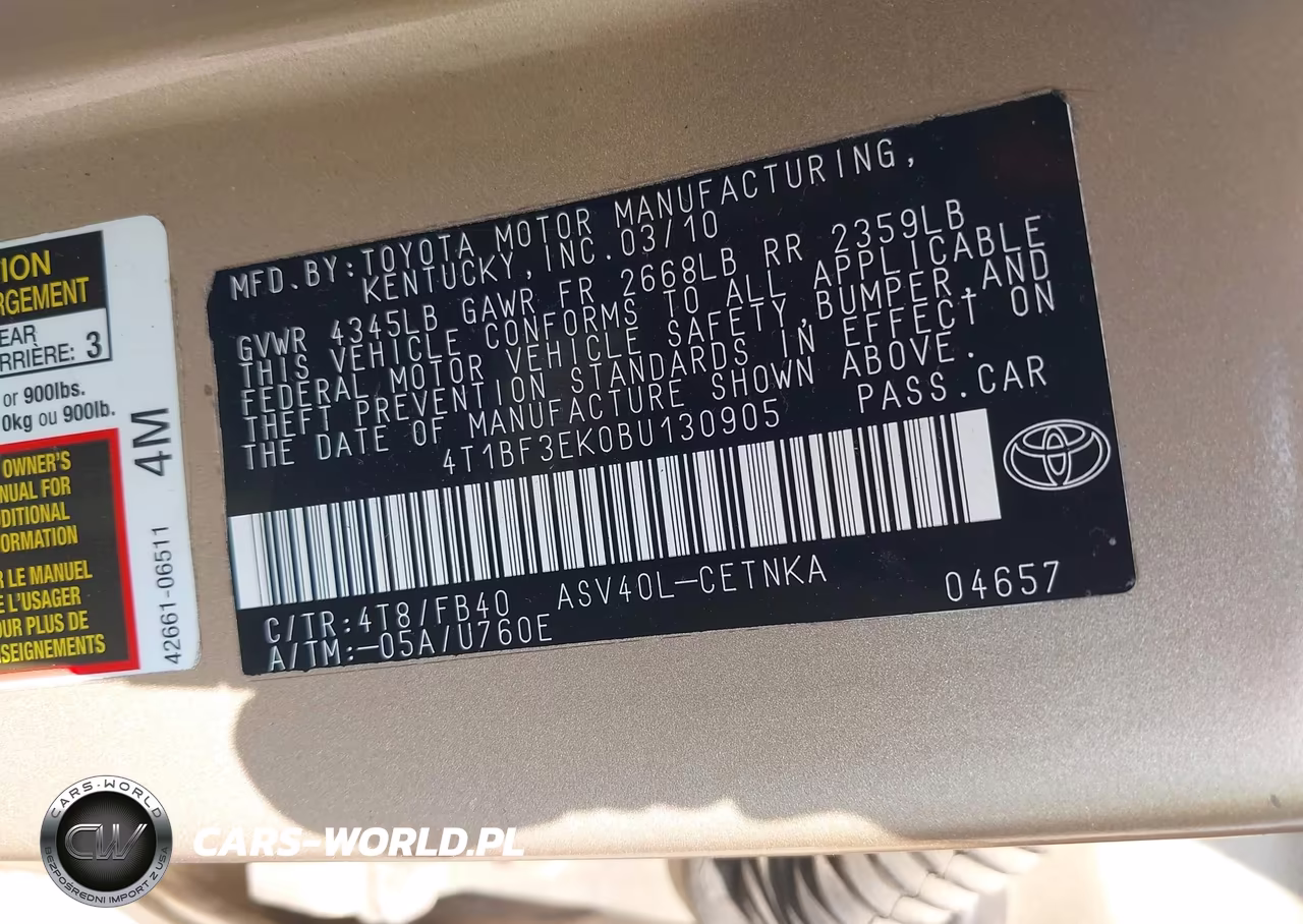 2011 Toyota Camry Le VIN:4T1BF3EK0BU130905 - 9