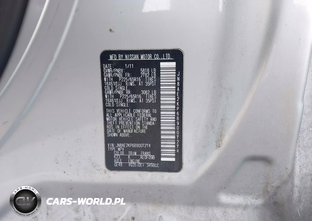 2011 Nissan Quest S-Sv-Sl-Le VIN:JN8AE2KP6B9007274 - 9