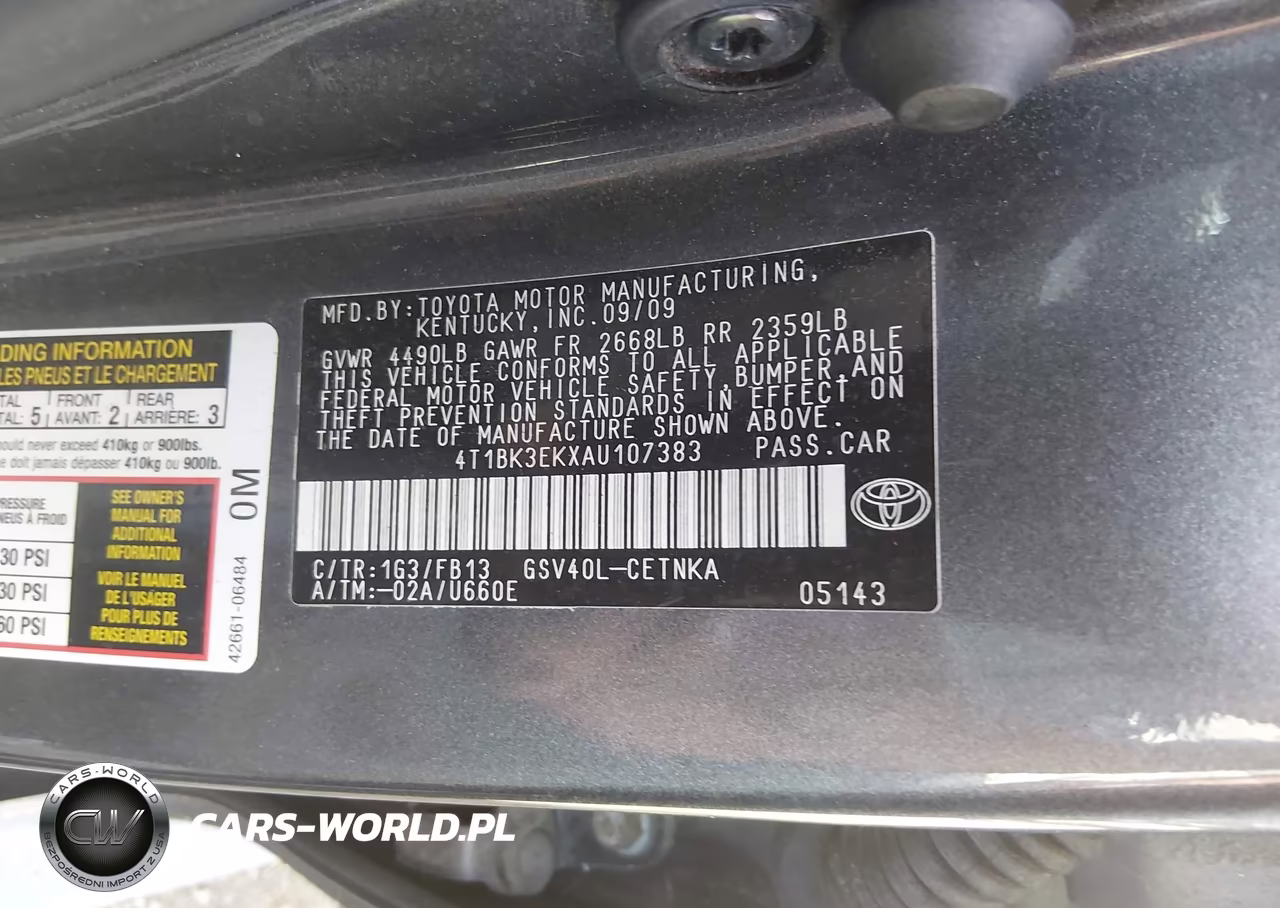 2010 Toyota Camry Le V6 VIN:4T1BK3EKXAU107383 - 9