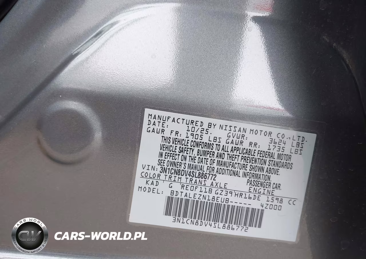 2025 Nissan Versa 1.6 S VIN:3N1CN8DV4SL886772 - 9
