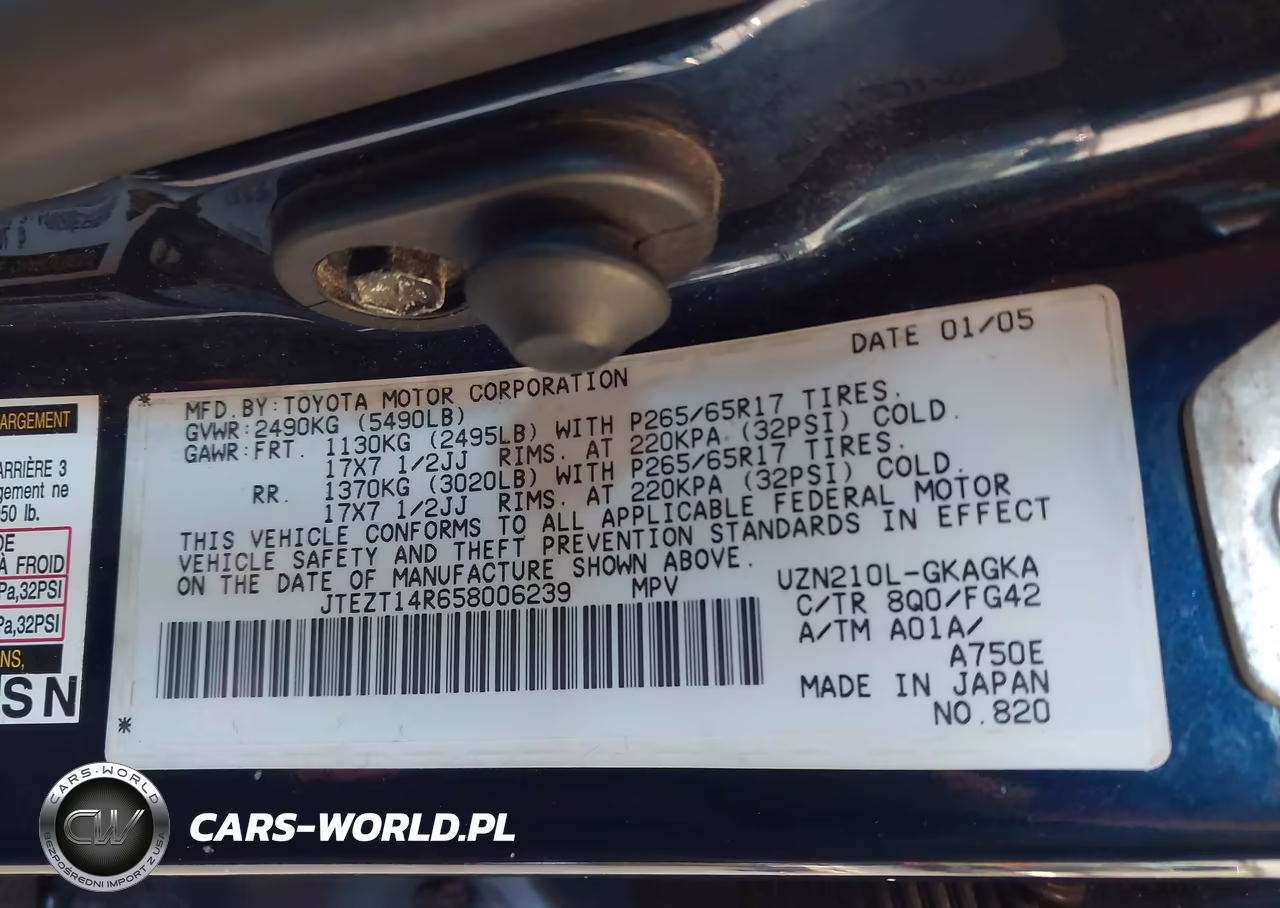 2005 Toyota 4Runner Sr5 V8 VIN:JTEZT14R658006239 - 9