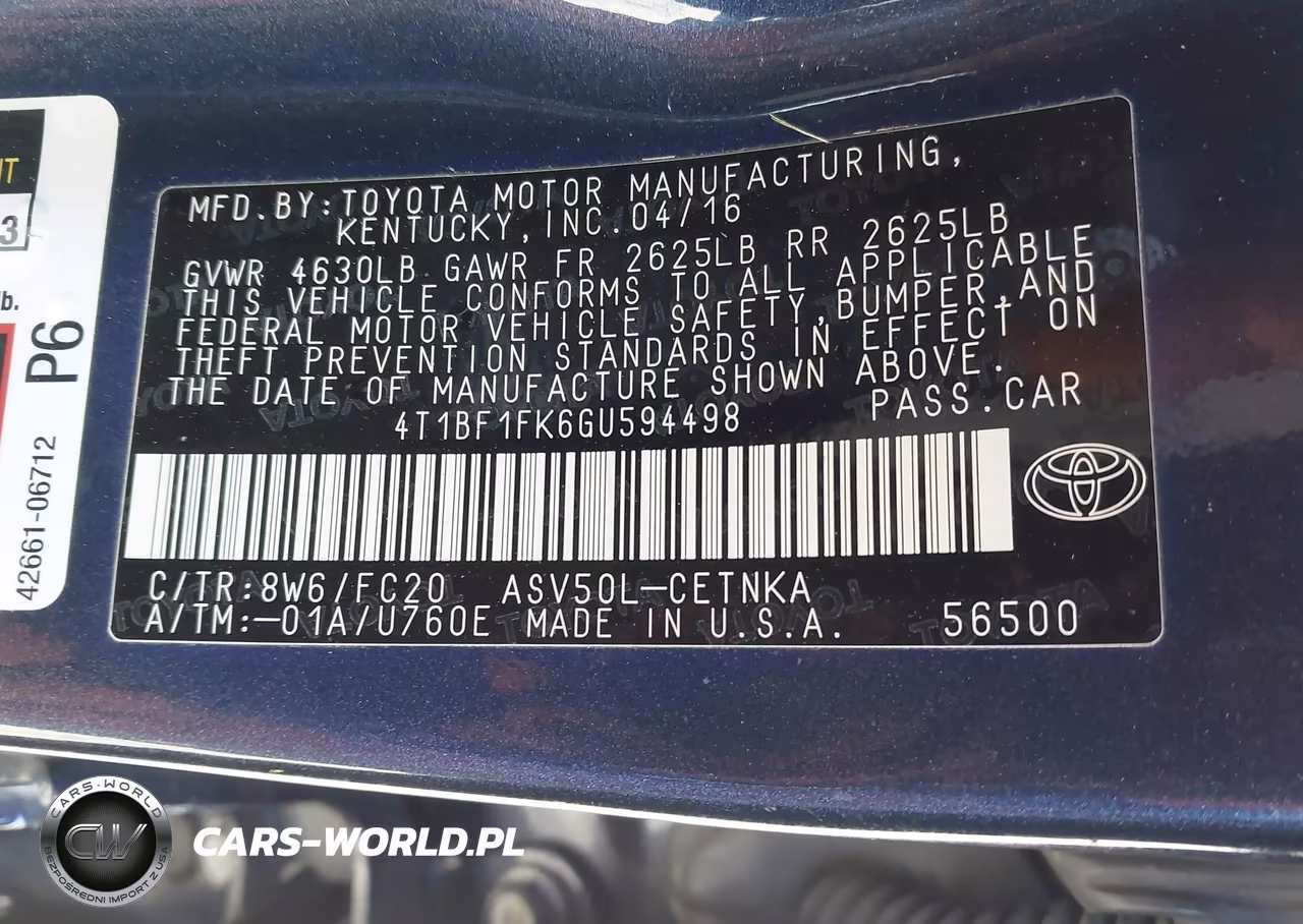 2016 Toyota Camry Le VIN:4T1BF1FK6GU594498 - 9