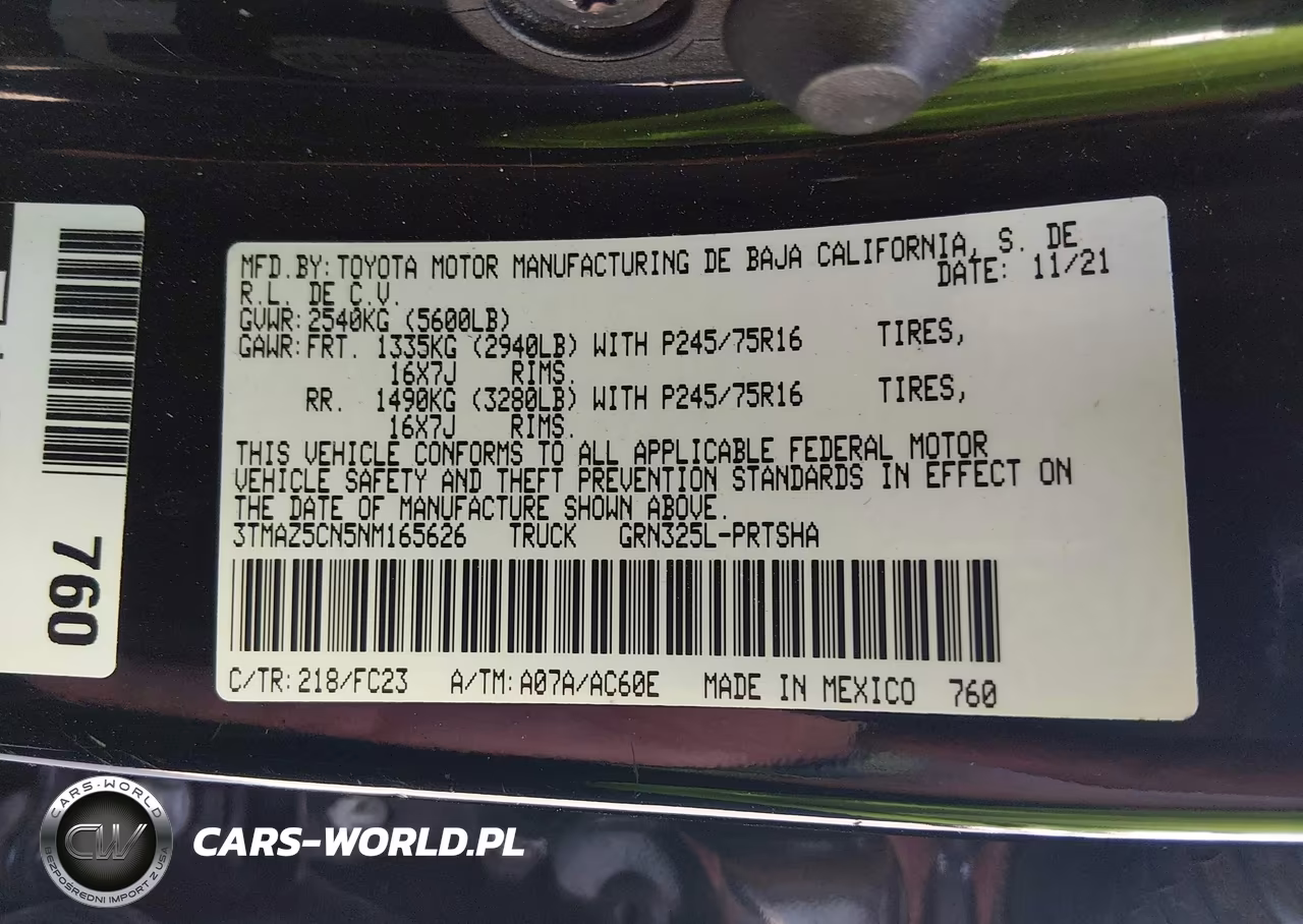 2022 Toyota Tacoma Sr5 V6 VIN:3TMAZ5CN5NM165626 - 9