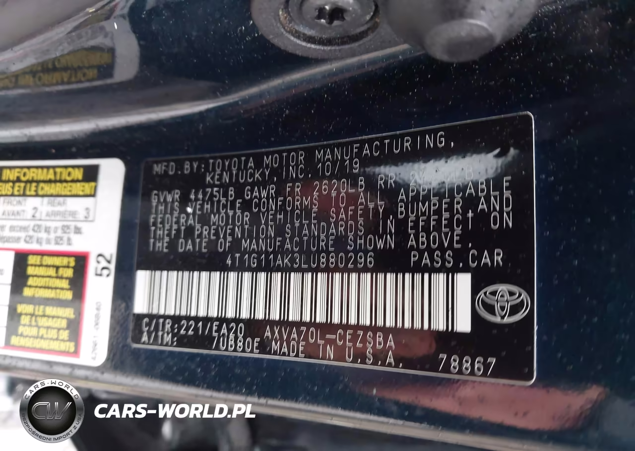 2020 Toyota Camry Se VIN:4T1G11AK3LU880296 - 9
