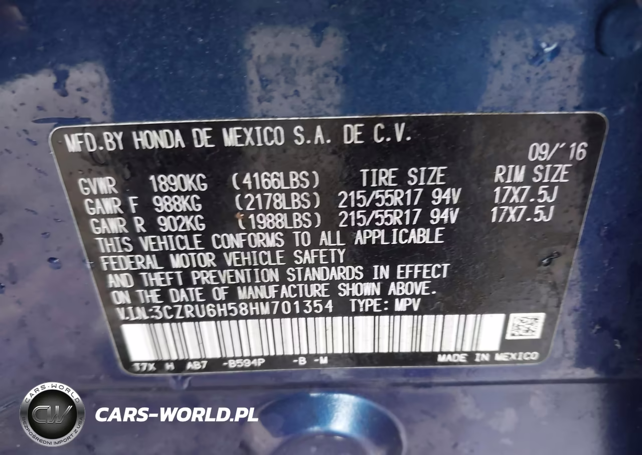 2017 Honda Hr-V Ex VIN:3CZRU6H58HM701354 - 9