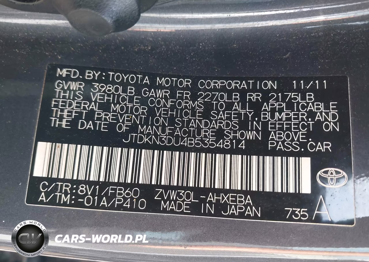 2011 Toyota Prius Two VIN:JTDKN3DU4B5354814 - 9
