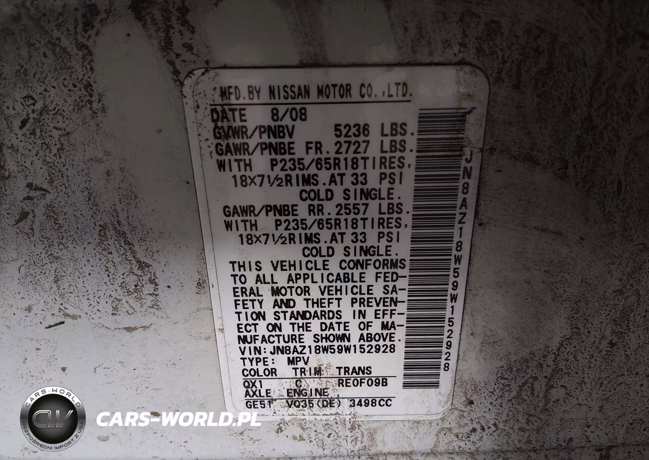 2009 Nissan Murano Sl VIN:JN8AZ18W59W152928 - 9