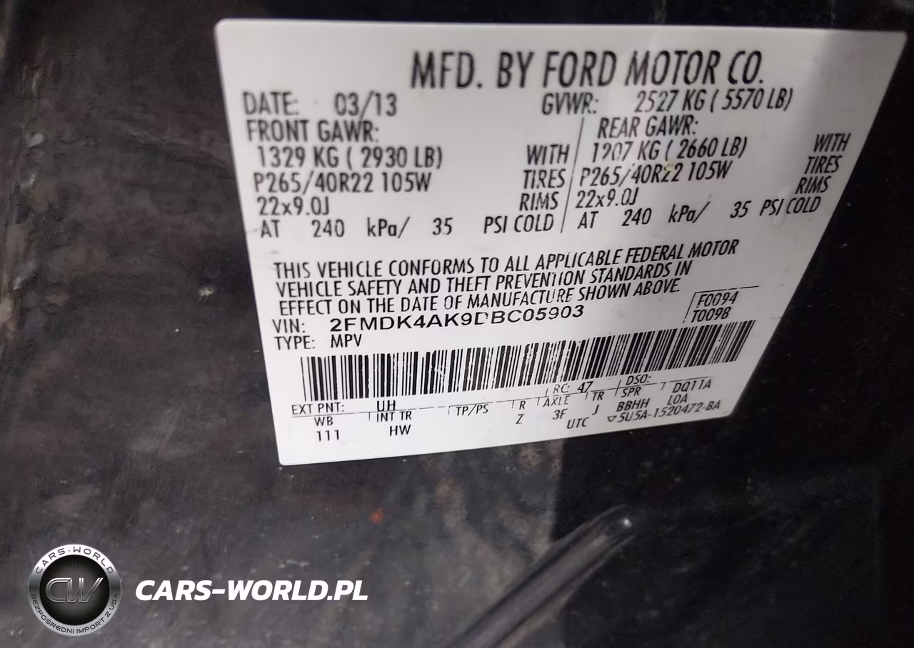 2013 Ford Edge Sport VIN:2FMDK4AK9DBC05903 - 9