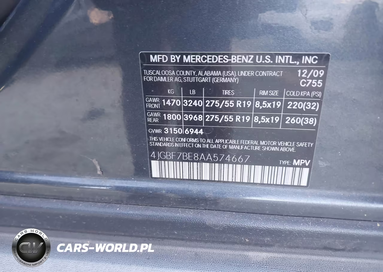2010 Mercedes-Benz Gl 450 4Matic VIN:4JGBF7BE8AA574667 - 9