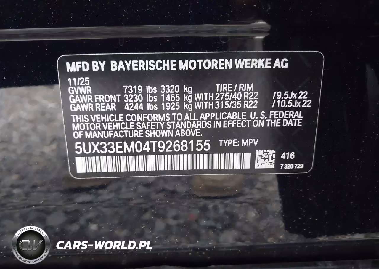 2026 BMW X7 M60I VIN:5UX33EM04T9268155 - 9