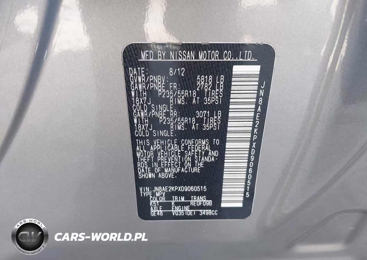 2013 Nissan Quest Sl VIN:JN8AE2KPXD9060515 - 9