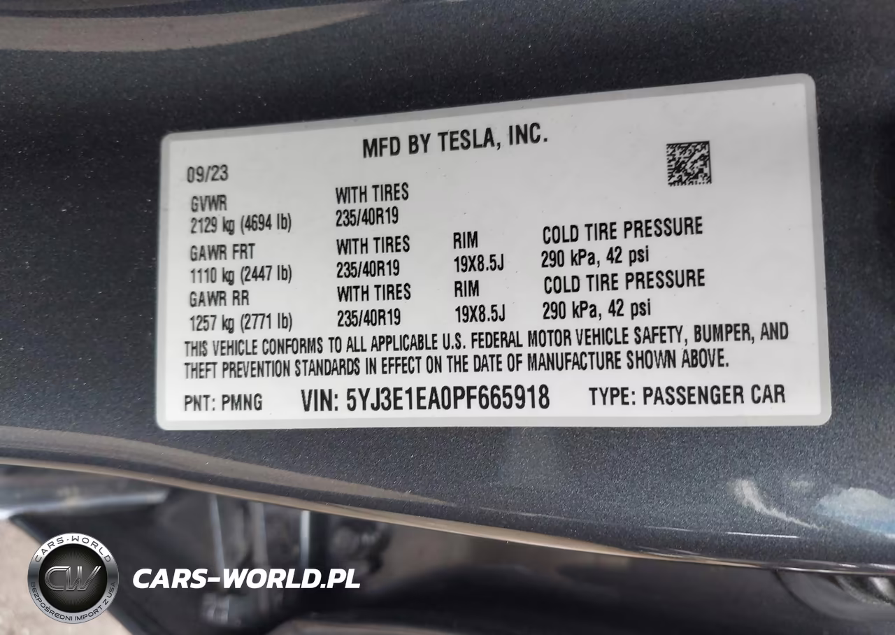 2023 Tesla Model 3 Rear-Wheel Drive VIN:5YJ3E1EA0PF665918 - 9