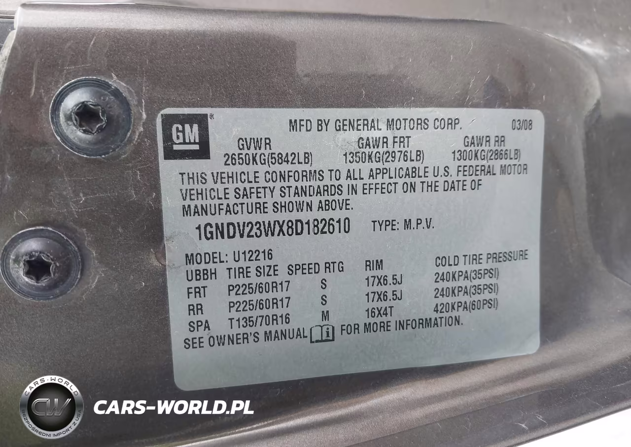 2008 Chevrolet Uplander Ls VIN:1GNDV23WX8D182610 - 9