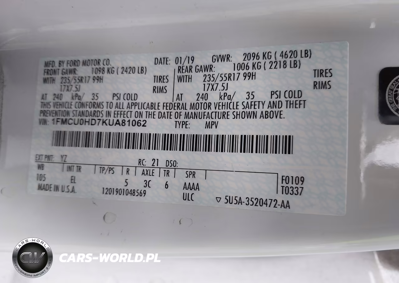 2019 Ford Escape Sel VIN:1FMCU0HD7KUA81062 - 9