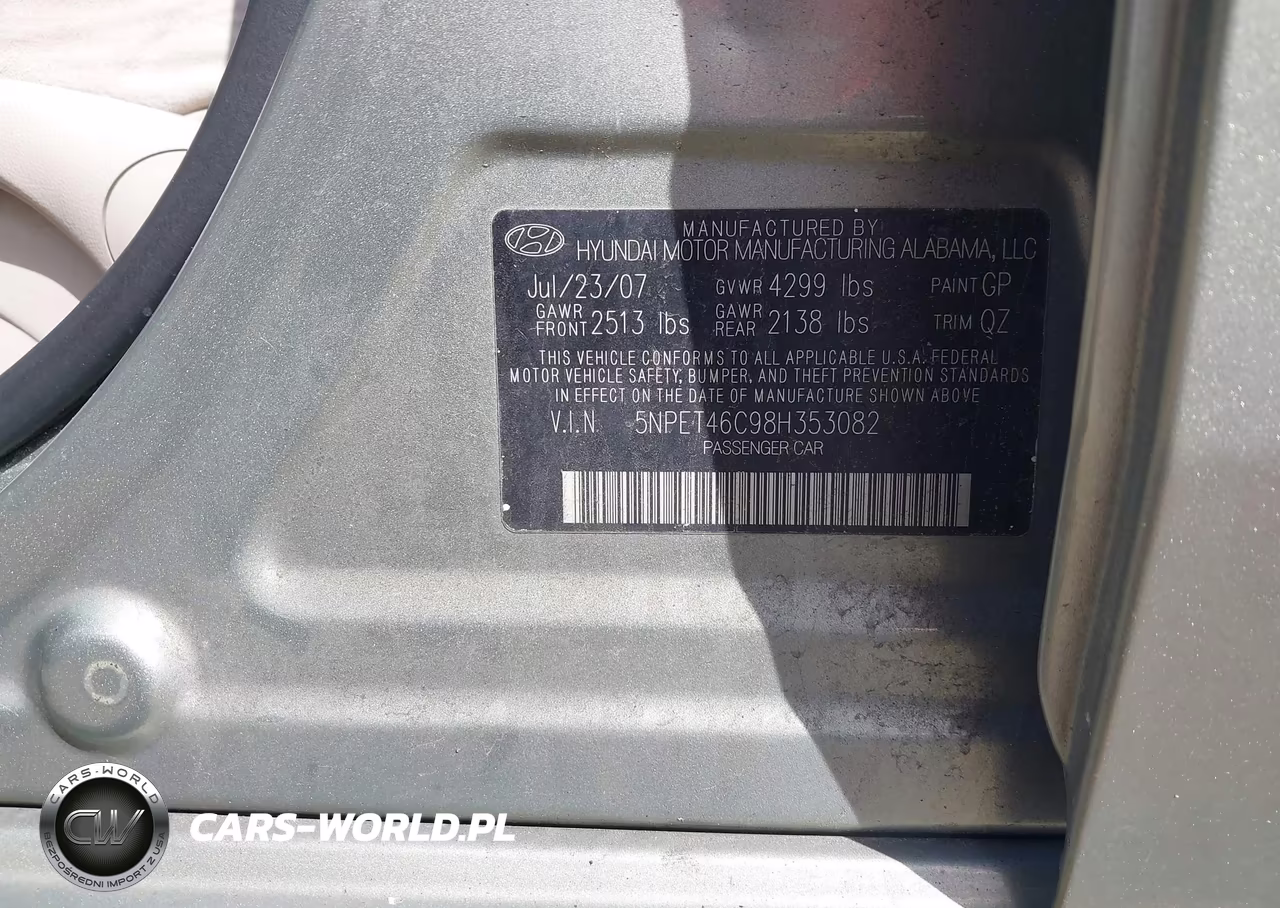 2008 Hyundai Sonata Gls VIN:5NPET46C98H353082 - 9