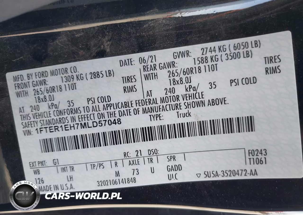 2021 Ford Ranger Xl VIN:1FTER1EH7MLD57048 - 9