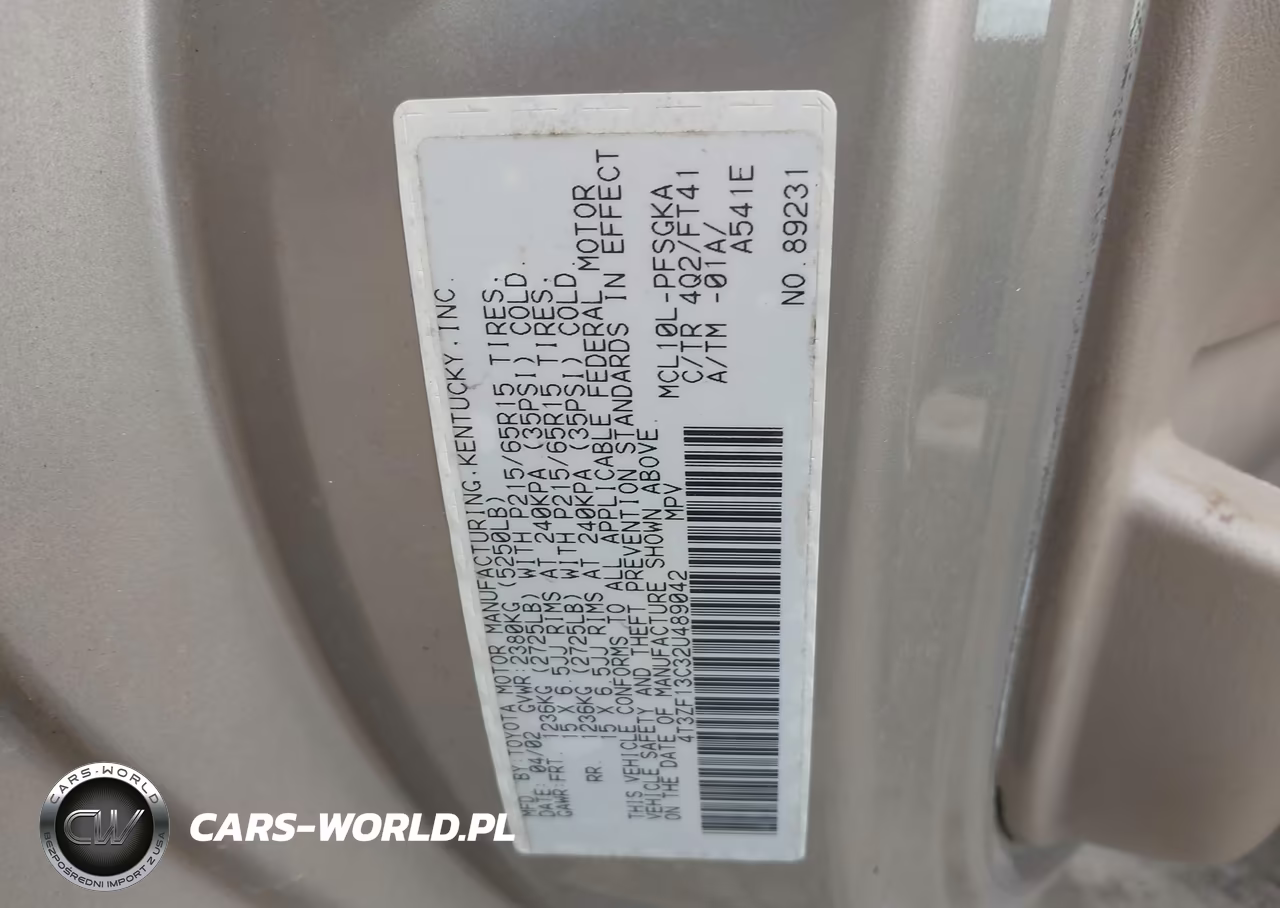 2002 Toyota Sienna Le VIN:4T3ZF13C32U489042 - 9