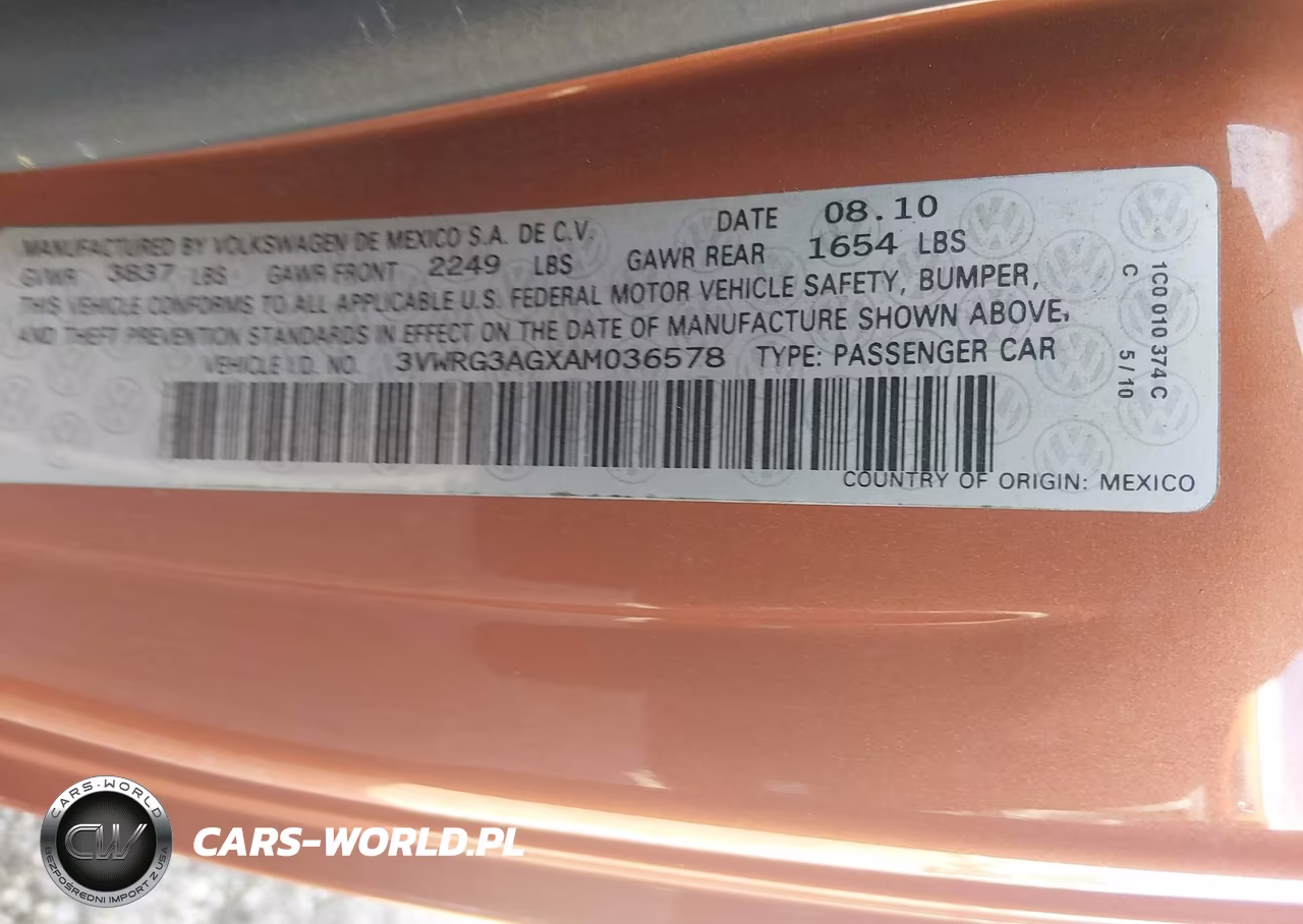 2010 Volkswagen New Beetle 2.5L Red Rock Edition VIN:3VWRG3AGXAM036578 - 9