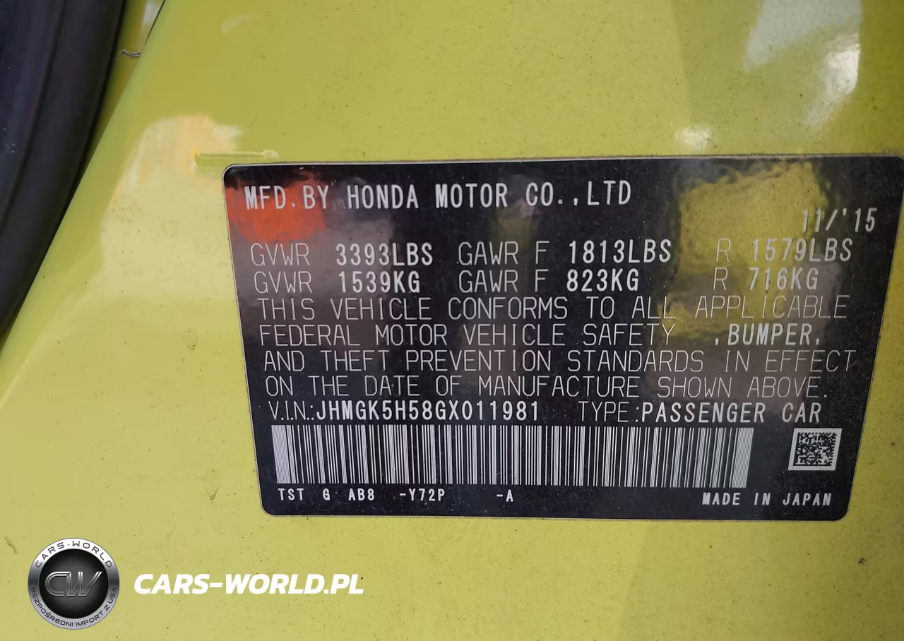 2016 Honda Fit Lx VIN:JHMGK5H58GX011981 - 9