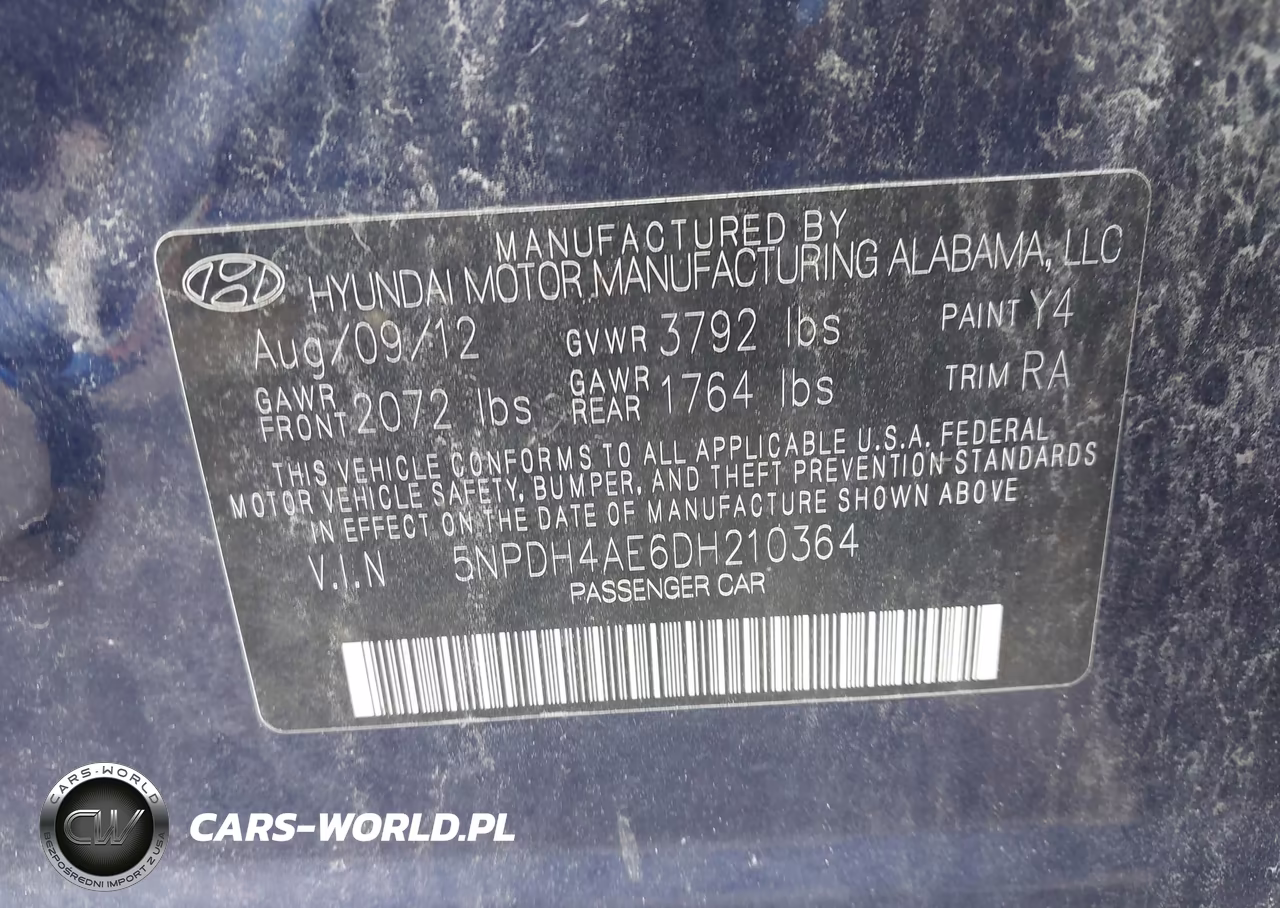 2013 Hyundai Elantra Gls VIN:5NPDH4AE6DH210364 - 9
