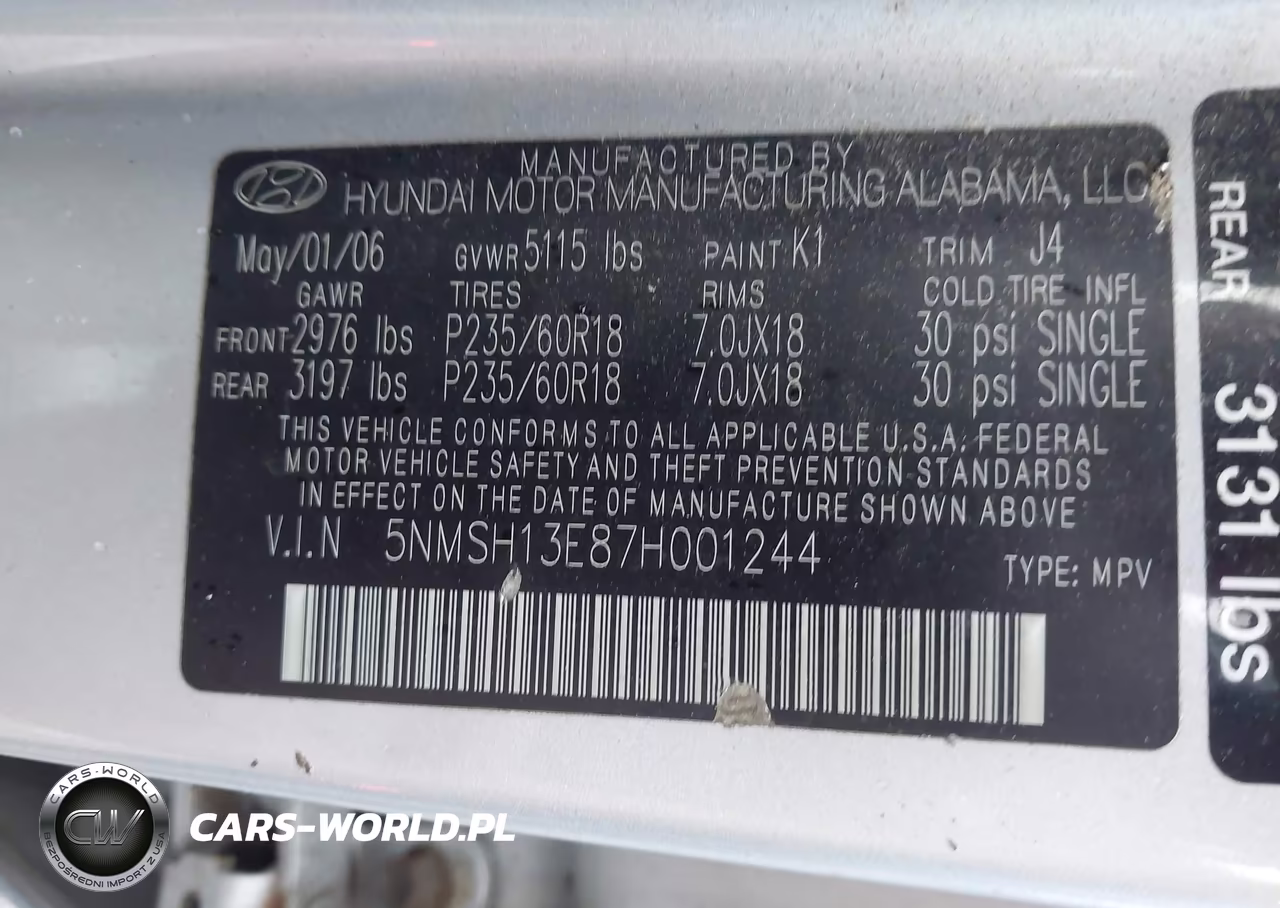 2007 Hyundai Santa Fe Limited-Se VIN:5NMSH13E87H001244 - 9