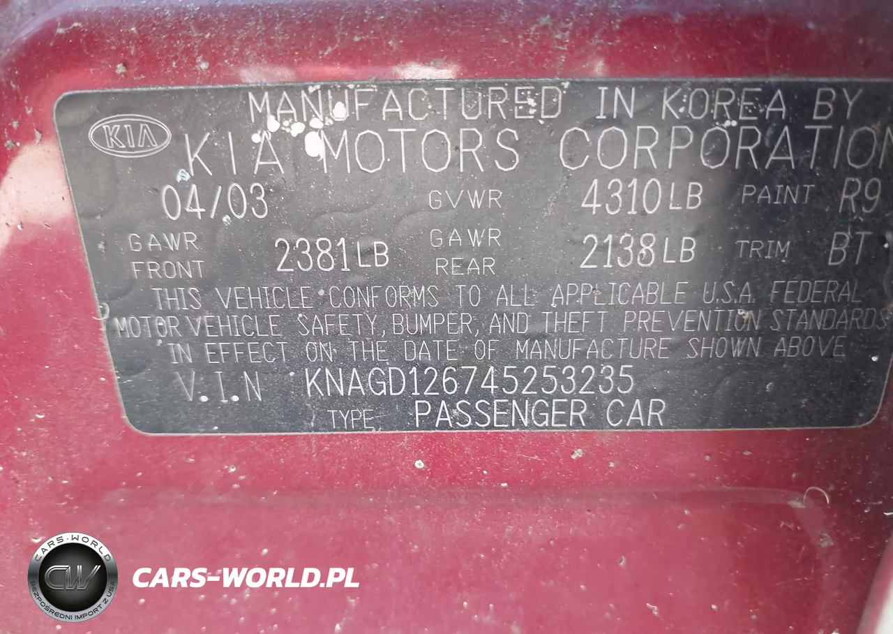 2004 Kia Optima Ex-Lx VIN:KNAGD126745253235 - 9