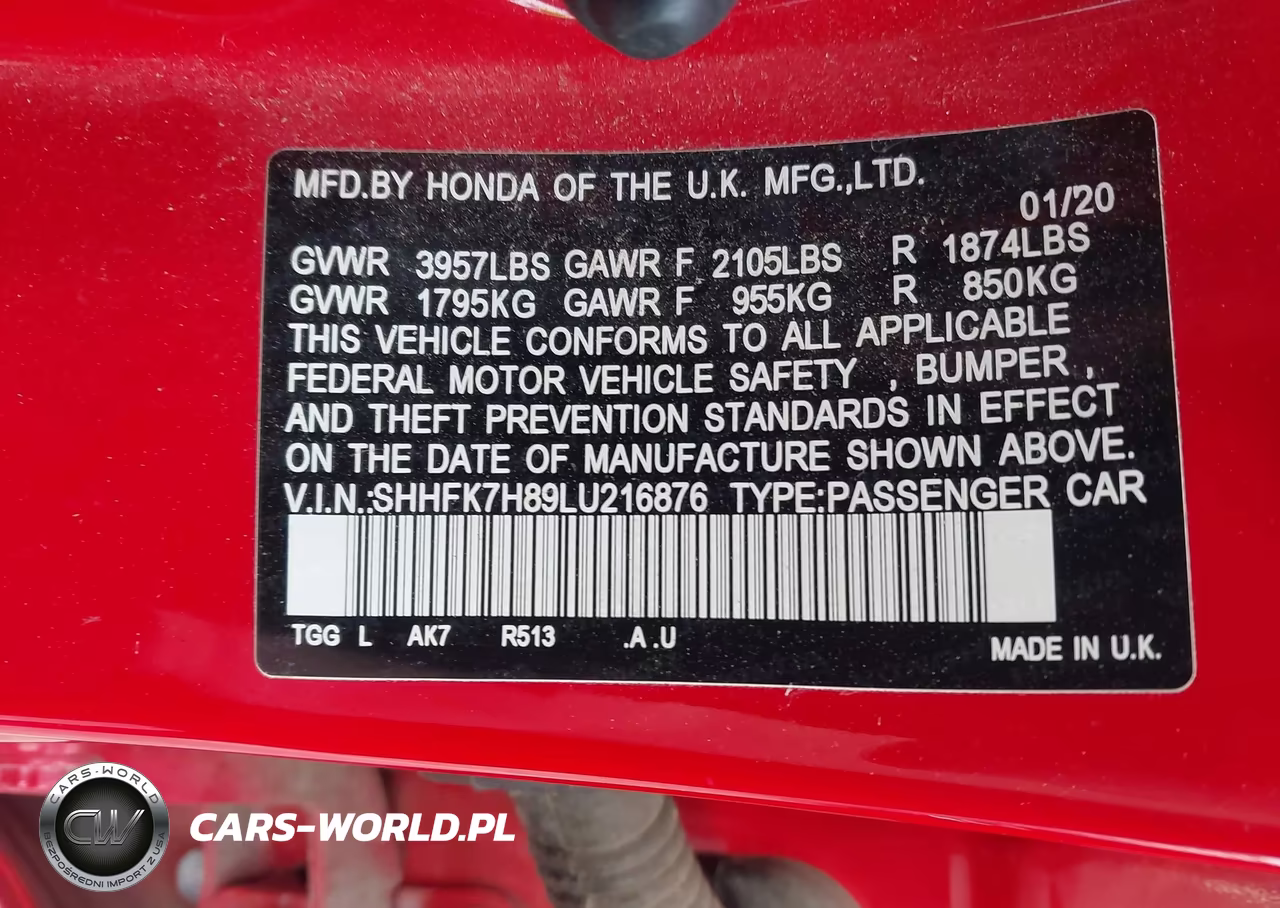2020 Honda Civic Ex-L VIN:SHHFK7H89LU216876 - 9