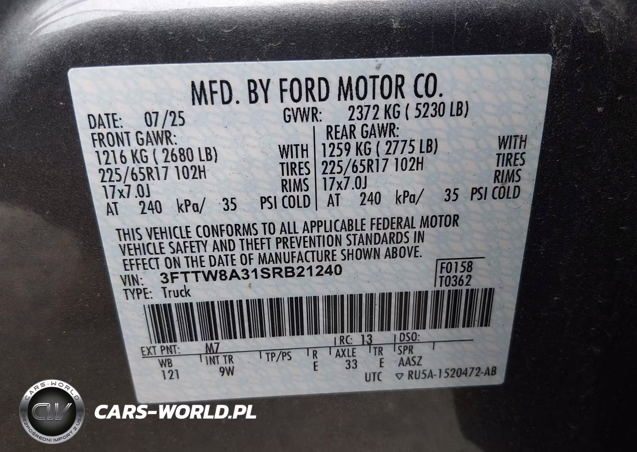 2025 Ford Maverick Xl VIN:3FTTW8A31SRB21240 - 9