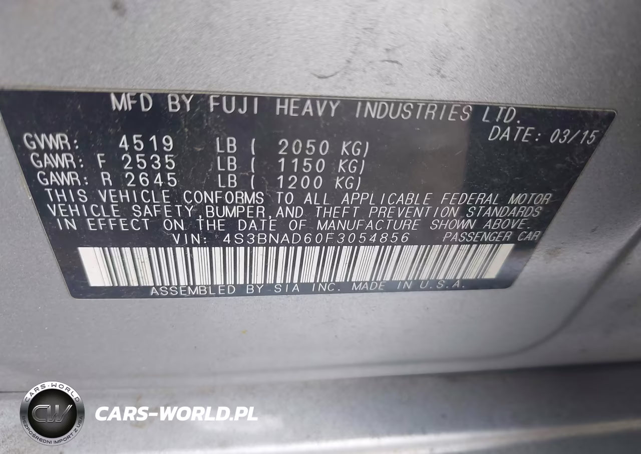 2015 Subaru Legacy 2.5I Premium VIN:4S3BNAD60F3054856 - 9