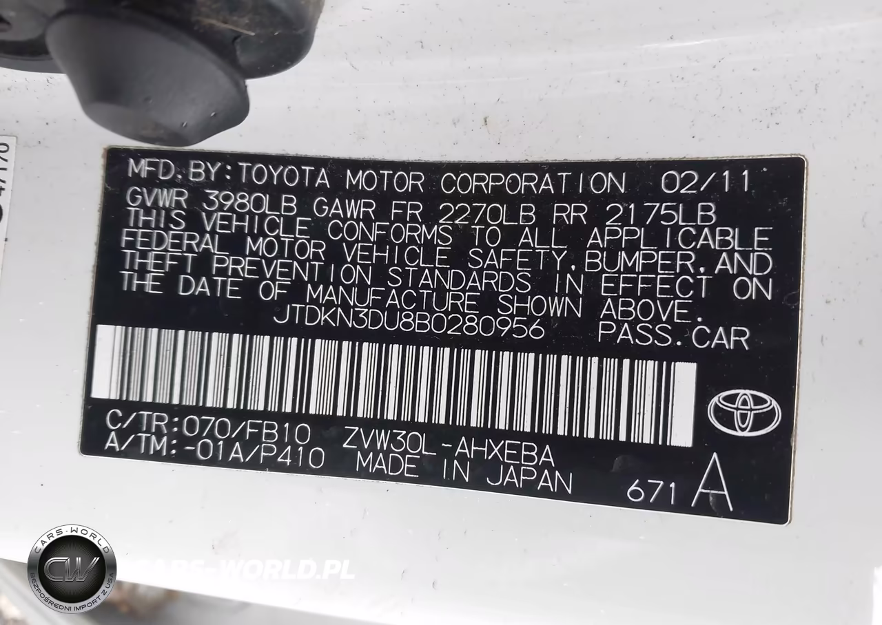 2011 Toyota Prius Two VIN:JTDKN3DU8B0280956 - 9