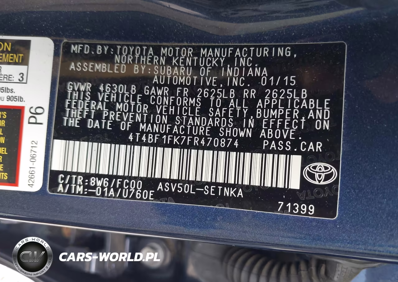2015 Toyota Camry Le VIN:4T4BF1FK7FR470874 - 9