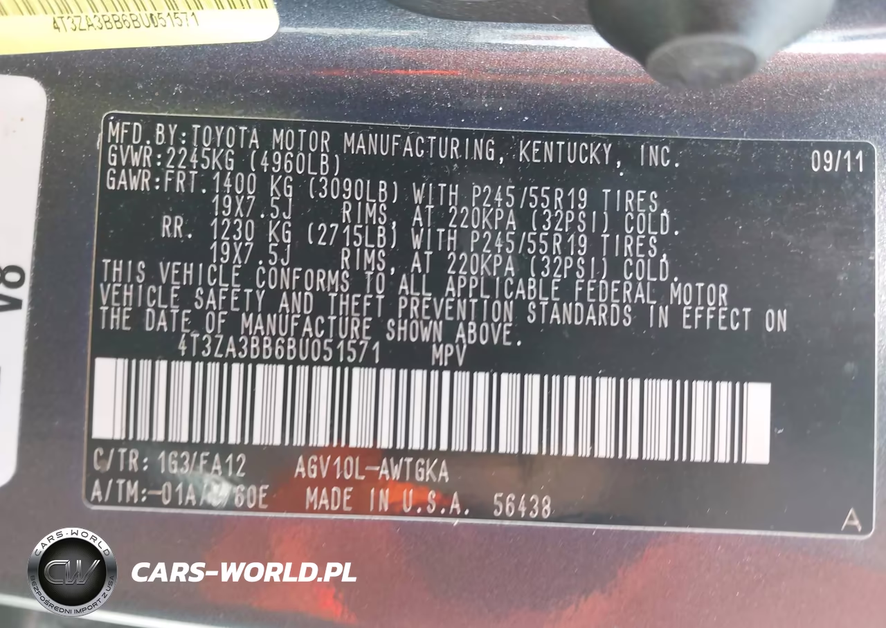 2011 Toyota Venza VIN:4T3ZA3BB6BU051571 - 9