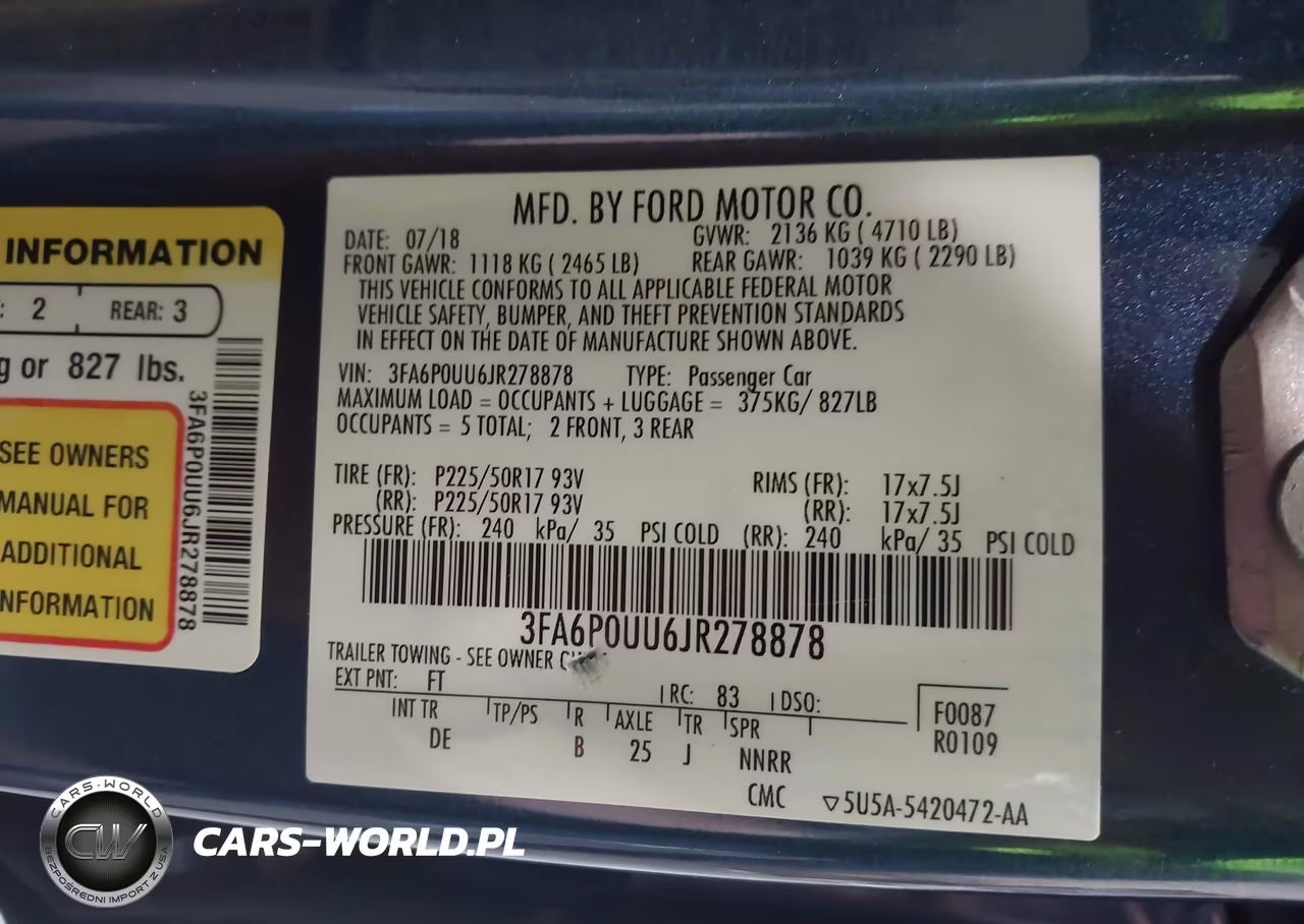 2018 Ford Fusion Hybrid S VIN:3FA6P0UU6JR278878 - 9
