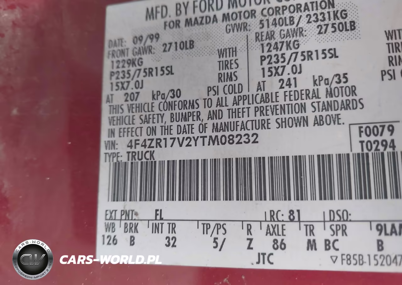 2000 Mazda B3000 Se VIN:4F4ZR17V2YTM08232 - 9