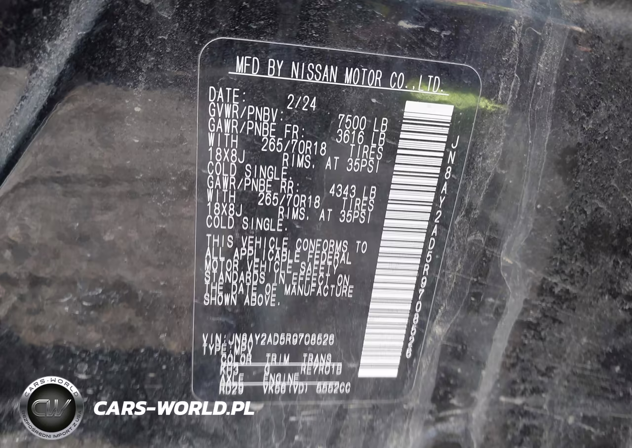 2024 Nissan Armada Sv 4Wd VIN:JN8AY2AD5R9708526 - 9