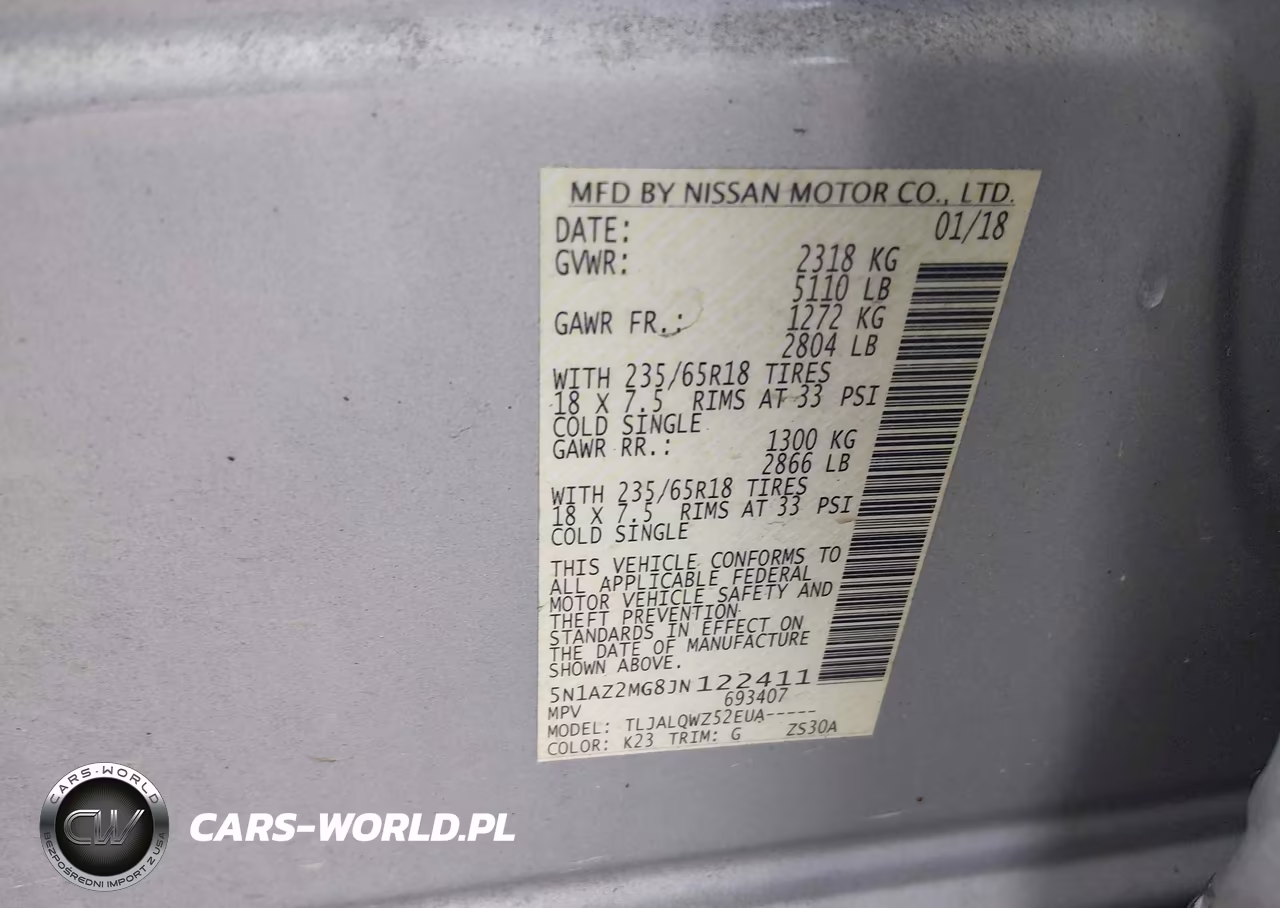 2018 Nissan Murano Sv VIN:5N1AZ2MG8JN122411 - 9