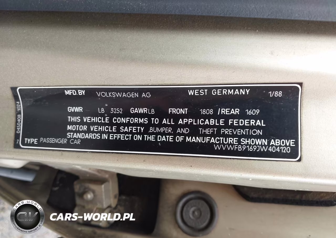 1988 Volkswagen Jetta Gl VIN:WVWFB9169JW404120 - 9