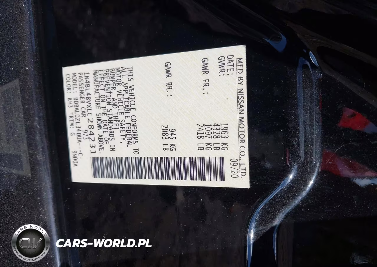 2020 Nissan Altima S Fwd VIN:1N4BL4BVXLC284231 - 9