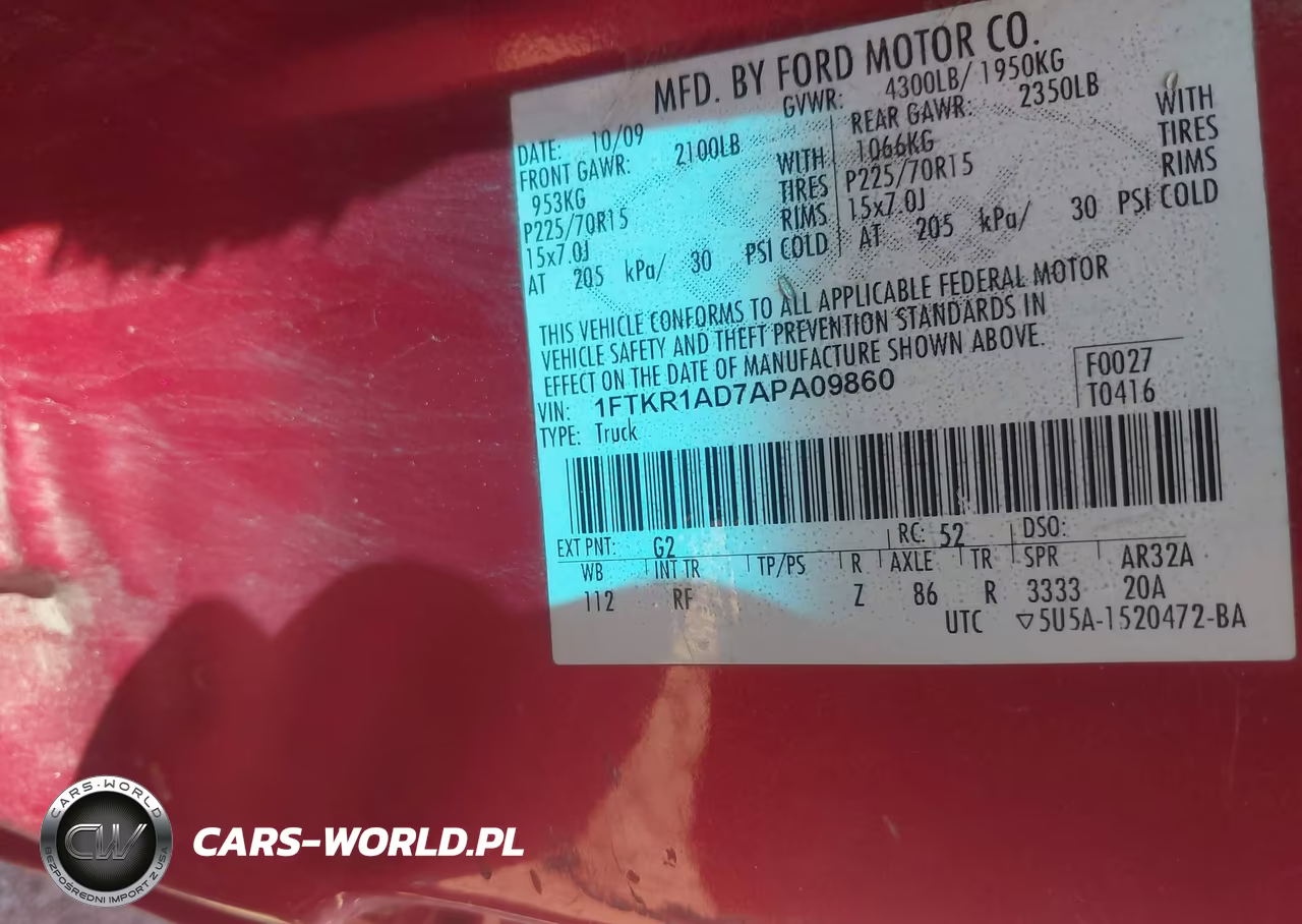 2010 Ford Ranger Xl-Xlt VIN:1FTKR1AD7APA09860 - 9