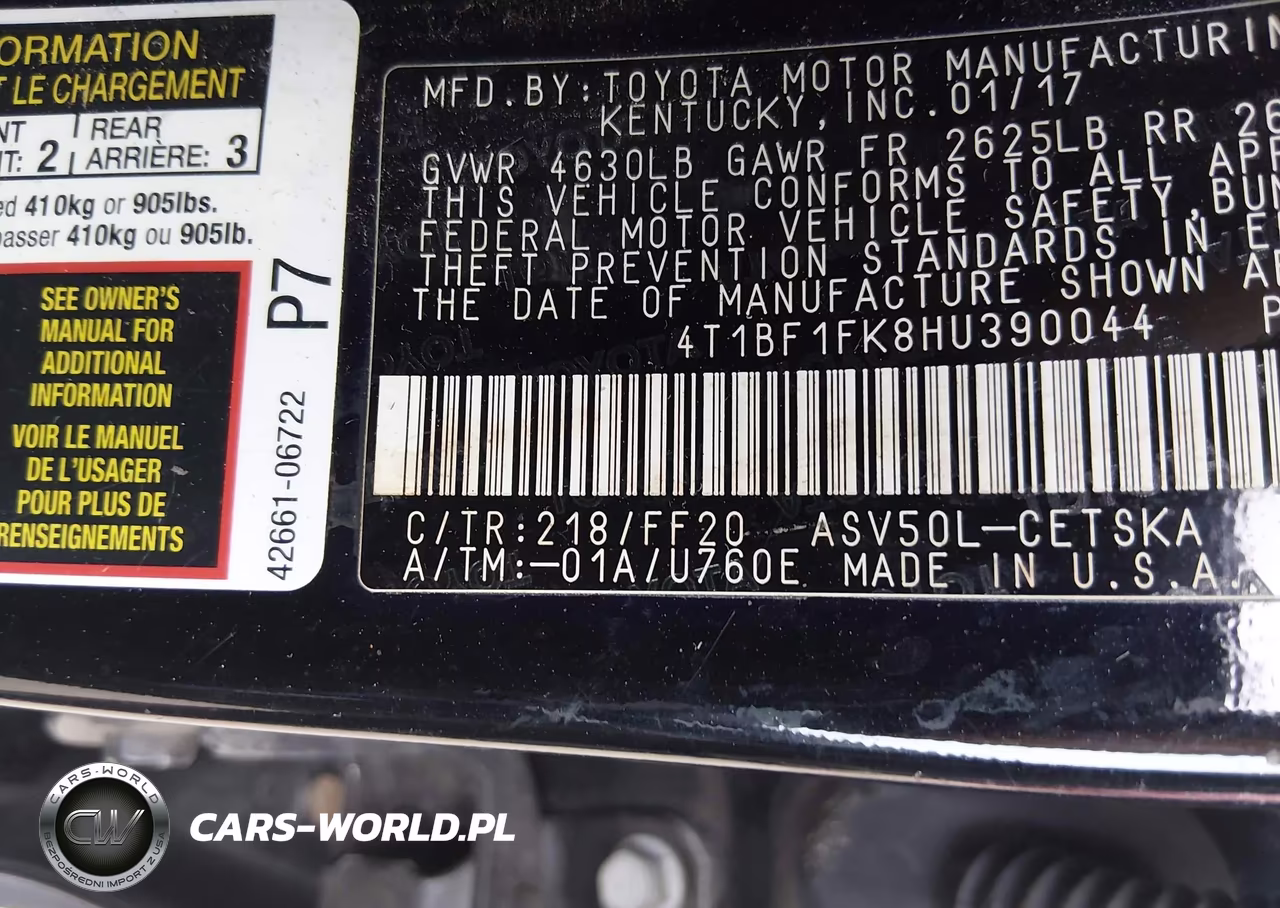2017 Toyota Camry Se VIN:4T1BF1FK8HU390044 - 17